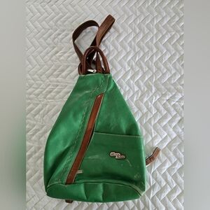 Cuoieria Fiorentina Italy Leathsr Green and Brown Shoulder Bag
